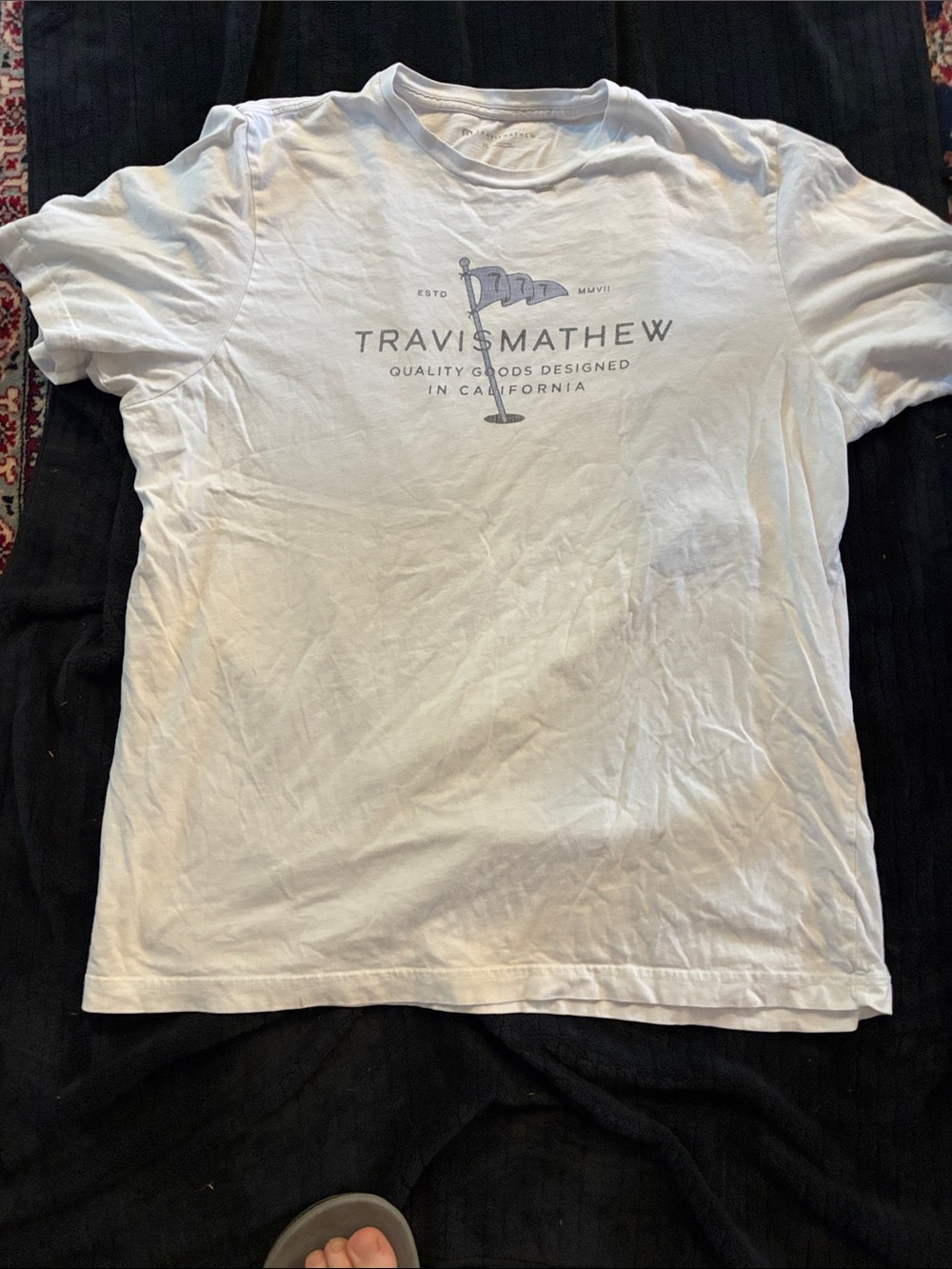 Travis Mathew White Crewneck with Center Chest Logo
